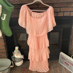 Women's Off The Shoulder Ruffles Summer Loose Casual Chiffon Long Maxi Dress